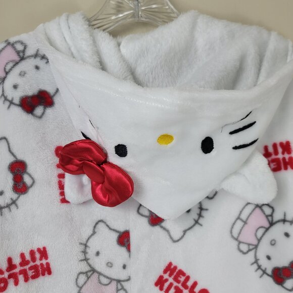Hello Kitty Hooded One Piece Pajamas Women's Size XL Fleece Zip Up Sleepwear - Picture 8 of 15